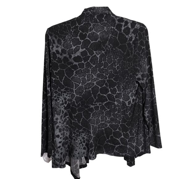 4494)Bundle 2 pcs Susan Graver Open Front Liquid Knit Black Gray Pink Cardigan L - Picture 4 of 11